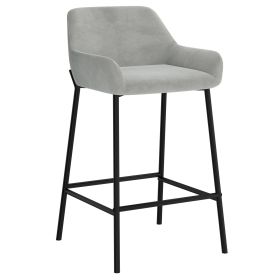 BAILY-26'' COUNTER STOOL-GREY VELVET