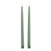 Luxe Collection S/2 Sage LED Wax Dinner Candles