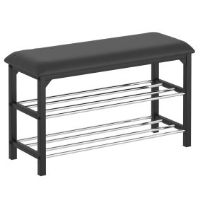 FOSTER-2 TIER SHOE BENCH-BLACK