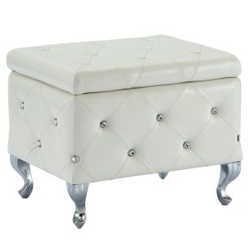 MONIQUE-SM STORAGE OTTOMAN-WHITE PU