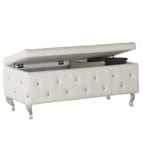 MONIQUE-STORAGE OTTOMAN-WHITE PU