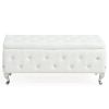 MONIQUE-STORAGE OTTOMAN-WHITE PU