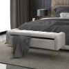 SABEL-STORAGE OTTOMAN-GREY/GOLD LEG