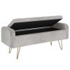 SABEL-STORAGE OTTOMAN-GREY/GOLD LEG