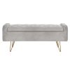 SABEL-STORAGE OTTOMAN-GREY/GOLD LEG