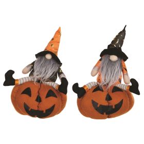 Gnome on Pumpkin (Set of 2) 14"H Fabric