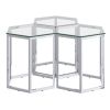 FLEUR-3PC ACCENT TABLE-SILVER