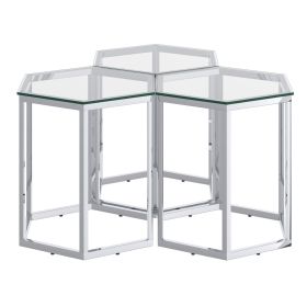 FLEUR-3PC ACCENT TABLE-SILVER