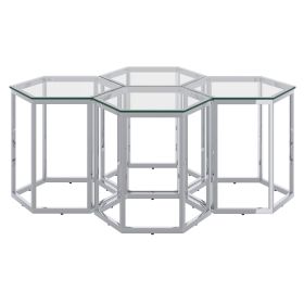 FLEUR-4PC ACCENT TABLE-SILVER