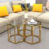 FLEUR-3PC ACCENT TABLE-GOLD