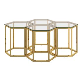 FLEUR-4PC ACCENT TABLE-GOLD