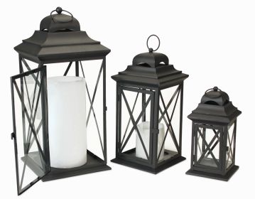 Lantern (Set of 3) 11.75"H-22"H Iron/Glass