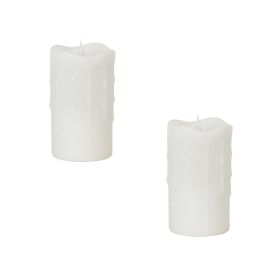 Simplux LED Dripping Candle w/Moving Flame (Set of 2)3"Dx5"H