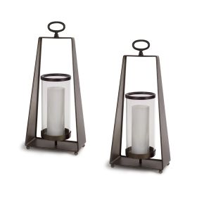 Candleholder (Set of 2) 21"H Metal/Glass