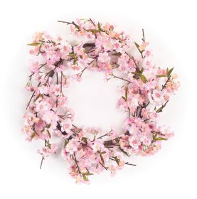 Cherry Blossom Wreath 21.5"D Polyester