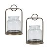 Candle Holder (Set of 2) 8" x 13"H Glass/Iron