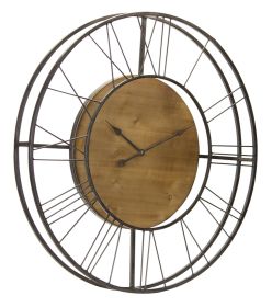 Wall Clock 35.5"D Iron/Wood