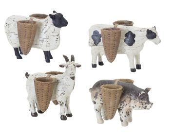 Farm Animal (Set of 4) 4.25"H - 5.75"H Resin/Stone Powder