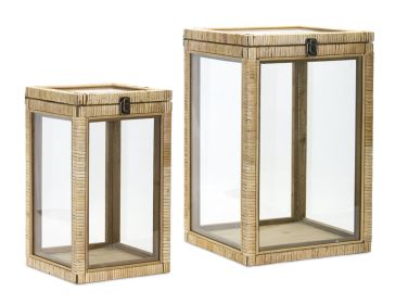 Box (Set of 2) 14.75"H, 17.75"H Wood/Glass