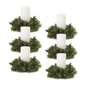 Eucalyptus Candle Ring (Set of 6) 12"D Plastic (fits a 4" candle)