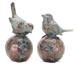 Bird/Orb (Set of 2) 8.5"H, 10.5"H Resin