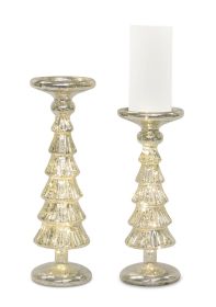 LED Candle Holder (Set of 2) 12"H, 14"H Glass 6 Hr Timer 3 AA Batteries, Not Included