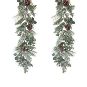 Pine and Eucalyptus Garland 6'L (Set of 2) Plastic/Polyester