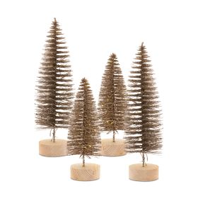 Tree with LED (Set of 4) 10.75"H, 14"H Plastic 6 Hr Timer 3 AAA Batteries, Not Included