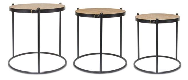 Accent Table (Set of 3) 14.5"D x 17.5"H, 16.25"D x 18.25"H, 18.5"D x 20.5"H Wood/Metal