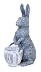 Standing Rabbit with Basket 6.75"L x 10.5"H Resin