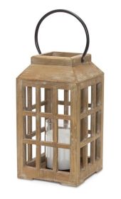 Lantern 6.75"D x 17"H Wood/Glass