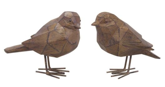 Bird (Set of 2) 6.5"L x 5.25"H Resin/Metal