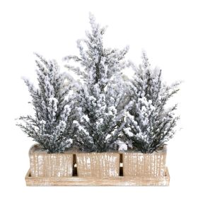 Potted Mini Snow Trees on Tray 17"L x 15.5"H Plastic/Paper