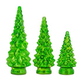 LED Tree (Set of 3) 10"H, 13.25"H, 15.5"H Glass 3 AA Batteries Not Included