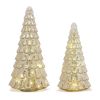 LED Tree (Set of 2) 12.75"H, 15.75"H Glass 6 Hr Timer 2 AA Batteries Not Included