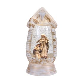 Snow Globe w/Holy Family 10"H Plastic 6 Hr Timer 3 AA Batteries Not Included or USB Cord Included