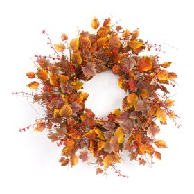 Fall Leaf and Bittersweet Wreath 16.5"D Fabric