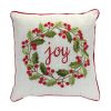 Joy and Holly Wreath Pillow 15"SQ Polyester