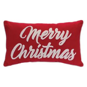 Merry Christmas Pillow 19"L x 10"H Polyester