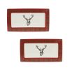 Plaid and Deer Platter (Set of 2) 13.25"L x 7.5"W x .75"H Ceramic