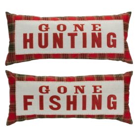 Gone Hunting and Fishing Pillow (Set of 2) 21.75"L x 9"H Polyester