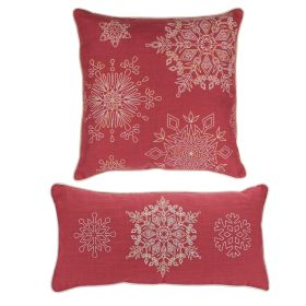 Snowflake Pillow (Set of 2) 17"SQ, 19"L x 9"H Polyester