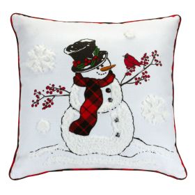 Snowman and Cardinal Pillow 17"SQ Polyester