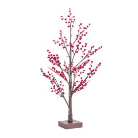 LED and Berry Tree 38"H Paper/Foam 3AA Batteries Not Included 6 Hr Timer