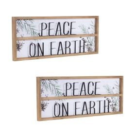 Peace on Earth Sign (Set of 2) 23.5"L x 9.25"H Wood/MDF