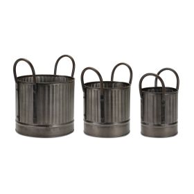 Pot w/Handle (Set of 3) 4.5"D x 5.25"H, 5.5"D x 5.75"H, 7.25"D x 6.25"H Metal