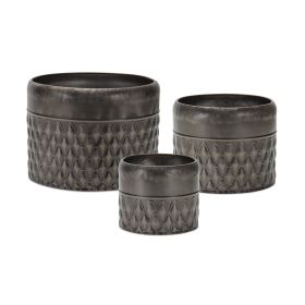 Pot (Set of 3) 5.75"D x 5"H, 7.5"D x 6"H, 9.75"D x 7.25"H Metal