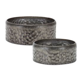 Planter (Set of 2) 9.25"D x 3.25"H, 11"D x 4"H Metal