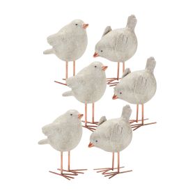 Bird (Set of 6) 4"H, 4.25"H Resin