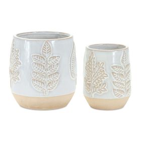 Container (Set of 2) 4.75"D x 4.25"H, 5.5"D x 5"H Porcelain